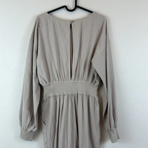 Free People Sonika Tan Jumpsuit with Relaxed Fit and Tapered Legs Size Small
